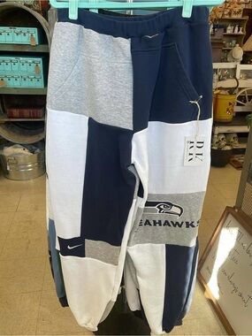 Nike Unisex Navy Gray White Seahawks Patchwork/Color block Joggers